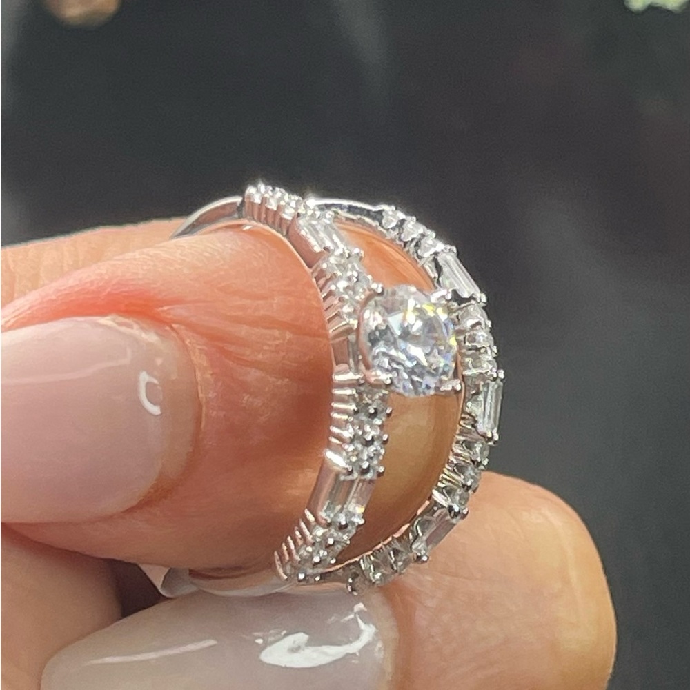 Size 9 Sterling Silver Wedding Stack Set Engageme… - image 2